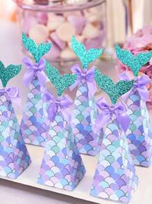 20pcs/5pcs Purple Mermaid Tail Gift Boxes, Ocean Theme Party Favors, Suitable For Birthday, Gender Reveal, Wedding, Birthday Decorations, Multipurpose Paper Gift Boxes, Gift Wrapping Supplies For All Occasions