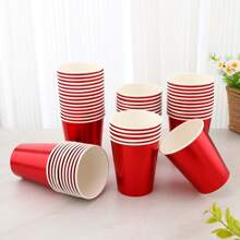 20/50/100pcs 9oz Disposable Paper Cups In Gold, Blue, Red, Laser Silver, Rose Gold Colors, Suitable For Birthday Party, Wedding, Picnic, Family Gathering