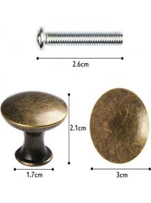 10 piezas de tiradores de gabinete vintage de bronce de 1.18 pulgadas de diámetro, aptos para gabinetes de cocina y muebles del hogar