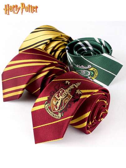  1/4pcs Harry Potter Officially Licensed Tie Hogwarts Gryffindor Slytherin Ravenclaw Hufflepuff Manual Knotting Badge Striped Knit Fashions Tie Movie Peripherals British College Style Party Dress Up Props Shirts Accessories Creative Room Desktop Decorations Birthday Surprise Christmas Halloween Gifts For Family And Friends Harry Lover