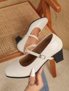 女士时尚后扣装饰舒适平底鞋 - 杏色 - 查看 2