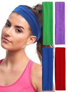 1/2/4/6/8/10pcs. Solid Color Elastic Sports Headband, Hair Band, Fitness Yoga, Anti-Sweat Headscarf, Hair Band, Hair Accessory, Multi-Color Available, Casual Casual Synthetic Fiber Sports Headband Turban Headband Sweatband