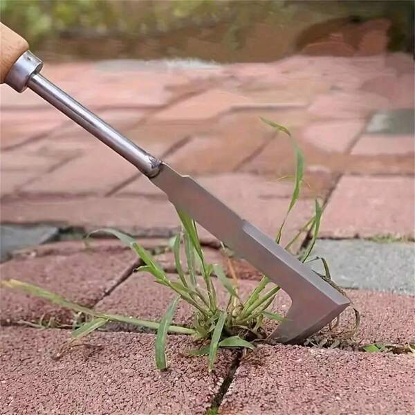 1 pieza Herramienta de mano de acero inoxidable en forma de L de uso múltiple para jardín, con mango de metal para eliminar malezas en el jardín, patio, camino de entrada