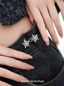 Boucle de ceinture métallique rétro en forme d'étoile à cinq branches, avec un design unique, un outil de serrage, réglable