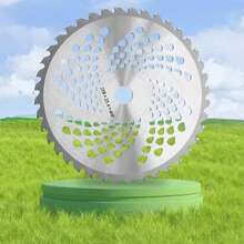 2 cuchillas para cortadora de césped de 10 pulgadas y 40 dientes, adecuadas para la mayoría de las aplicaciones de corte de cepillos, corte de cepillos densos, ortigas, espinas, mejora la eficiencia - Plateado - Ver 5