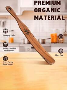 1pc Custom Made Premium Boxwood Nozzle - Narrow Design For Sourdough Starters, Mixing And Reaching Bottom Of Jars, Heavy Duty, Non-Stick, Kitchen Utensil - No Battery Required - Multicolor - View 3