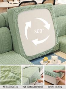 1 件花朵抓绒全包防滑防猫抓弹性沙发套面料，适合所有季节，适用于客厅沙发保护 L 型沙发和 1、2、3、4 座沙发 - 綠色 - 查看 9