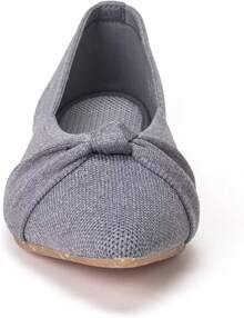 Womens Flat Shoes Classic Pointed Toe Flats Knitted Dress Shoes Soft Comfortable Dressy Flats Women - 灰色 - 查看 5