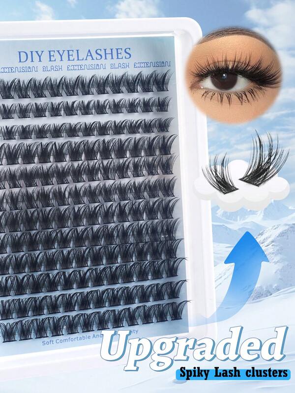 144 pièces de faux cils individuels par grappes, look naturel, tige large. Cils par grappes effilés, ultra doux et super légers, réutilisables. Kit d'extension de cils individuels segmentés pour une utilisation personnelle à la maison ou en déplacement, pour la vie quotidienne, les mariages, les sorties et les fêtes, idéal comme cadeau pour le Nouvel An