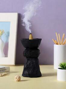 1pc Resin Realistic Stone Incense Burner, Faux Rock Statue, Multi-Purpose, Suitable For Home Decor, Living Room, Bedroom, Study, Foyer Table Decor Incense Holder