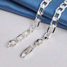 Stylish 925 Sterling Silver Plated Necklace For Men & Women 16-30inch Classic 8mm Chain Luxurious Jewelry Perfect For Weddings And Christmas Best For Christmas