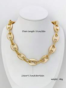 1 pieza Collar ajustable de metal chapado en oro de 18k con estilo punk, diseño de grano de café y nariz de cerdo, de uso unisex para el uso diario