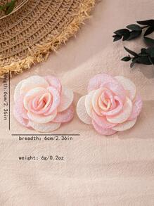 1 Pair Fashionable Pretty Pink Flower Drop Earrings, Suitable For Women, Daily Wear, Street Style, Gift