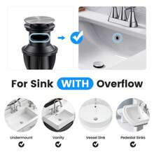 Bathroom Sink Drain, Pop Up Drain Stopper With Overflow, Lavatory Vanity Vessel Sink Drain Assembly, Matte Black