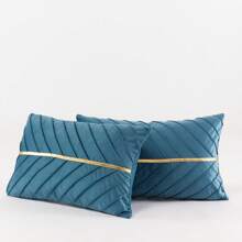 1 Stück navy blauer Samt & goldenes Leder sequinenverzierter diagonaler gestreifter Kissenbezug, quadratischer Kissenbezug, Feiertags Heim Dekokissen, weicher & komfortabler Stoff, moderne dekorative Couch, Zuhause/Wohnheim Nutzung