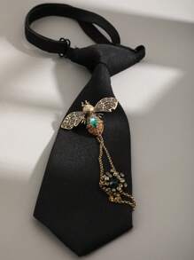 1 pieza Elegante corbata corta con decoración metálica de luna, estrella, insecto y floral en estilo Ins para mujeres
