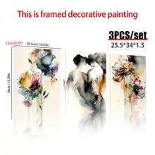 3pcs/Set Wooden Framed Canvas Posters,Botanical Abstract Wall Art,Modern Art,Celebration Of Love, Romantic Couple Painting, Flowers, For Living Room, Bedroom, Kitchen, Dining Room, Classroom Decor, Office,Wall Art, Wall Decoration, Room Decoration, Perfect Gift For Art Lovers & Home Decor Enthusiasts, Optional Frame ,Wall Art With Frame - Multicolor - View 11