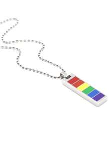 1pc Titanium Steel Plain Rectangle Necklace, Multicolor Unisex Couples Necklace, Personalized Men Accessories, Suitable For Music Festival & Daily Wear
