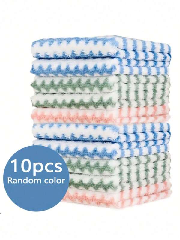 10pcs/5pcs/1pc Multi-Purpose Absorbent Kitchen Cleaning Cloths, Dish Washing Rags, Powerful Stain Remover Dish Towels, Suitable For Home, Kitchen, Bathroom, Back To School, Random Colors