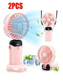 2PCS Handheld Fan, Combination Pack-Pink-Handheld Fan With 4000 MAh Battery Max 48 Hours Runtime,Pocket Fan Portable Battery Operated Or USB Powered Fan,5 Speeds,Mini USB Portable - B-2 chiếc - Xem 2