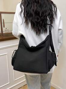 Bolsa de Ombro de Nylon à Prova d'Água de Grande Capacidade Casual, Bolsa Transversal Unissex para Passeio