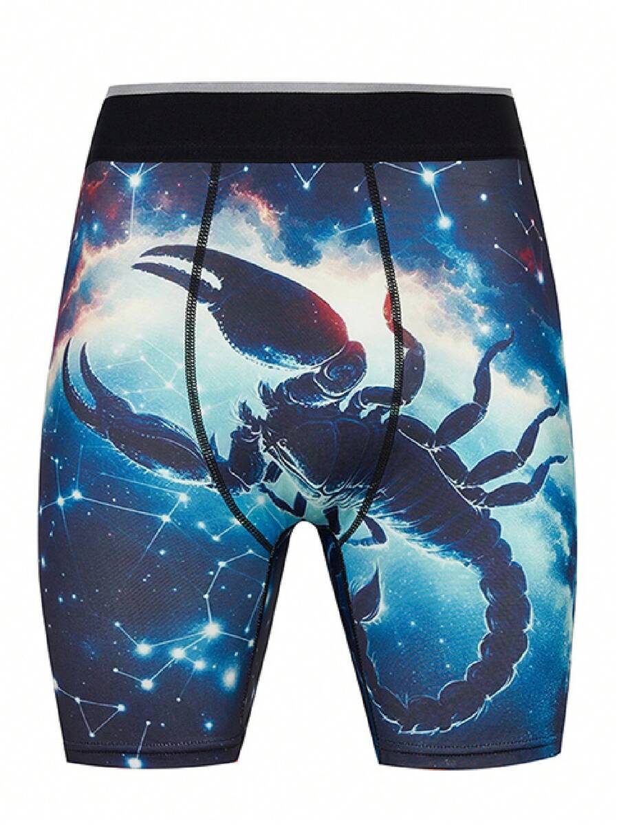 Men's Positioning Cancer Zodiac Print Casual Boxer Briefs - Dusty Blue - View 1