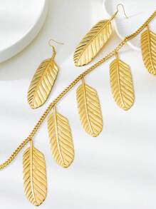 1 Set Collar colgante y pendientes únicos con textura exagerada de plumas para mujer, regalo para usar en playa y resort en verano