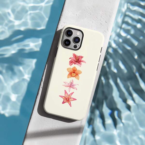Funda de teléfono con flores y lirios mínimos, compatible con 16, 15, 14, 13, 12, 11 Pro Max