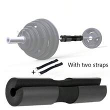 1PC Black Gym Hip Thrust & Barbell Training Pad, With 2 Straps, Thicken Foam ShoulderCushion, Perfect For Gym Workout Weightlifting, Sport Strength Training, Sport, Gym, Home Exercise, Sport Accessories, Gym Accessories, CrossFit Accessories