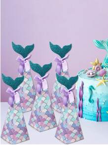 20pcs/5pcs Purple Mermaid Tail Gift Boxes, Ocean Theme Party Favors, Suitable For Birthday, Gender Reveal, Wedding, Birthday Decorations, Multipurpose Paper Gift Boxes, Gift Wrapping Supplies For All Occasions