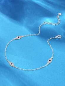 1Pc Devil'S Eye 925 Sterling Silver Anklet For Women Bohemia Adjustable Anklet Perfect For Daily Wear Bridal Jewelry Fine Jewelry - Silver - View 4
