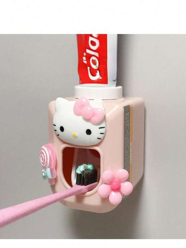Sanrio Dispensador de pasta de dientes montado en la pared, totalmente automático y de un solo uso, con diseño adorable de dibujos animados. Dispensador de pasta de dientes, exprimidor de pasta de dientes para decoración del baño en el hogar, decoración de otoño, de vuelta a la escuela.