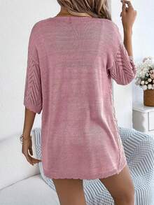 Áo khoác cardigan dệt kim kiểu Bohemian nhẹ nhàng, thoải mái dành cho nữ, dáng rộng, đa năng, thanh lịch, phù hợp cho mùa hè, màu hồng. - Hồng - Xem 2