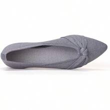 Womens Flat Shoes Classic Pointed Toe Flats Knitted Dress Shoes Soft Comfortable Dressy Flats Women - 灰色 - 查看 6