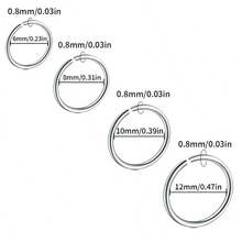24pcs/Set 9 Minimalist 20G Nose Rings, Nose Studs, Lip Rings, Earrings, 316 Stainless Steel Hypoallergenic Vacuum Plated Y2K Style, Multi-Color - Silver - View 3