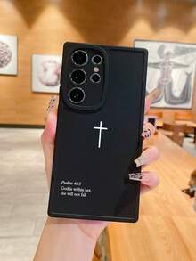 Funda de teléfono con diseño de cruz Salmo 46:5 (Estética negra y estilo cool) - Compatible con series 13/14/15/16 (incluido 16 Plus/16 Pro Max) y 17 Pro Max, y Galaxy, funda protectora de moda, regalo de cumpleaños/festividad cristiano (para novio/novia), versión internacional, no la versión nacional - Blanco y Negro - Ver 5