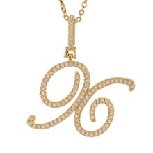 1pc Copper Zirconia A-Z Alphabet Pendant Chain Necklace Fashion Woman Initial Name Jewelry