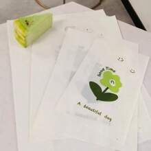 50pcs/Clothing Green Flower Handbag Fashion Women's Plastic Shopping Bag Fresh And Simple Jewelry Gift Bag Summer Cooling,Beach,Travel