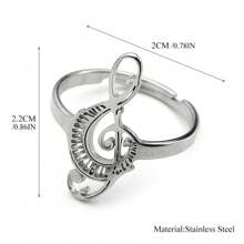 Anillo de dedo con forma de nota musical hueca para mujeres, de acero inoxidable color plata, con símbolo musical de teclas de piano, regalo de joyería estilo gótico
