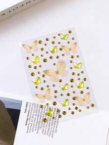 1/4 件蝴蝶脸贴，DIY 脸贴，蝴蝶脸贴，紫色、蓝色、绿色、黄色，多种颜色闪亮贴纸，仿妆贴水钻，适用于音乐节、派对、角色扮演等场合，即时亮妆 - 彩色 - 查看 6