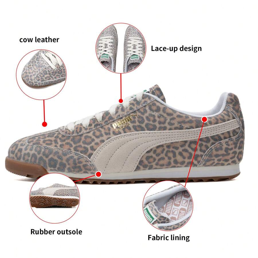 Puma Arizona Leo 休闲轻便运动鞋，男女情侣款，403045-01 - 米灰色-金棕色-深棕色 - 查看 1