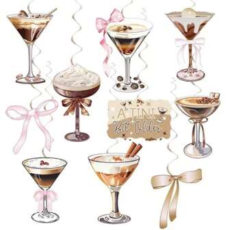 Espresso Martini Party Hanging Swirl Decor A Tini Bit Older Birthday Decorations Tini Bar Party Ceiling Streamers For Martini Bow Themed Birthday Bachelorette Bridal Shower Party Supplies Mother's Day Graduation