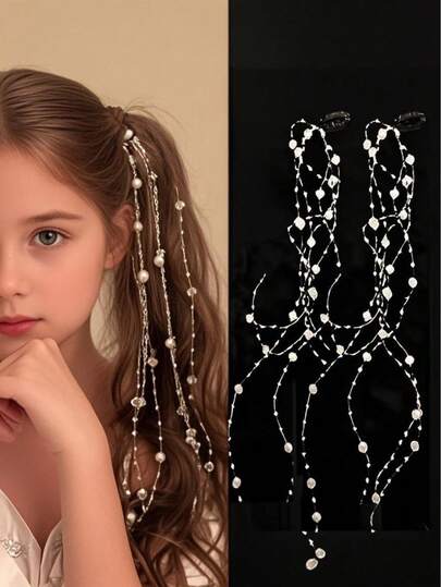 2pcs Ponytail Hair Clips, Long Hair Comb, Tassel Hair Accessories, Hair Decoration