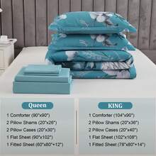7 Pieces Purple Floral Comforter Sets Full Queen King Bed In A Bag,Elegant Flower Comforter With Sheet Set, Soft Microfiber Bedding Set For Wedding Items,Valentines Day Home Bed Room Decor,Mothers Day Gift,All Season - Thủy 2 - Xem 7