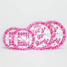 10 件/20 件/50 件粉色女牛仔纸盘女牛仔派对装饰让我们去派对装饰女牛仔主题生日派对用品包括女牛仔纸盘用于单身派对女牛仔迪斯科派对生日派对用品 - 彩色 - 查看 5