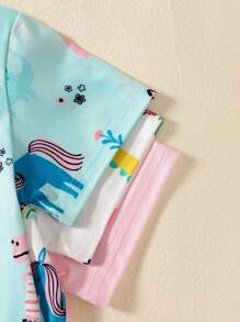 BrownBark 6 قطع/مجموعة ملابس كاجوال للبنات، ملابس علوية بطبعة ديناصور+توب أكمام قصيرة+شورت كاجوال، ملابس منزلية مريحة للأطفال