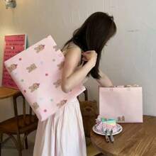 10pcs High-End Cartoon Cute Little Bear Clothing Store Non-Woven Bag Packaging With Shopping Gift Tote Bag Summer Cooling,Beach,Travel