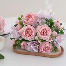 3 Buquês Artificial de Peônia, Hortênsia e Crisântemo, Flores Artificiais de Toque Real, Buquê de Mão Nupcial, Decoração Residencial e de Escritório, Arranjo Floral Artificial, Decoração de Jardim, Casamento, Aniversário, Chá de Bebê, Decoração de Outono