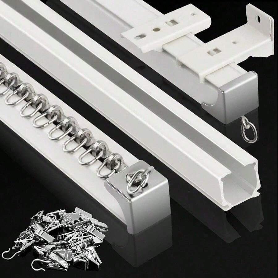 Ceiling Curtain Track, (3Ft-9Ft) Aluminum Curtain Track Wall Mount Heavy Duty Curtain Rail System, Room Divider, Sliding Drop Ceiling Track For Curtains, Rv Home Bathroom Decor Summer - 1 - View 1