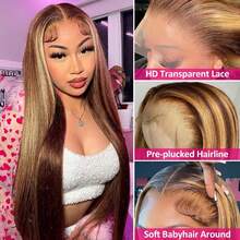 250% Density Ombre 13x4 Lace Front Wig Human Hair Highlight Wig Human Hair Straight 4/27 Honey Blonde Lace Frontal Human Hair Wig